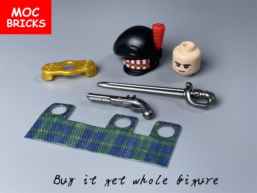 MOC Blocks Battalion Commander Napoleonic Wars Figure Construction Bricks Army Sword Gun Military Weapons Accessories Children Toy