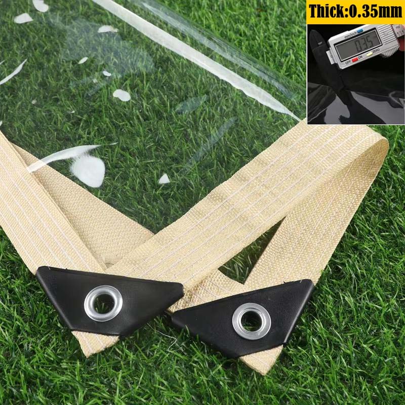 0.35mm Heavy Duty Clear PVC Vinyl Tarpaulin Outdoor Pergola Winter Curtain Insulation Film Tarp Garden Plants Fence Raincover