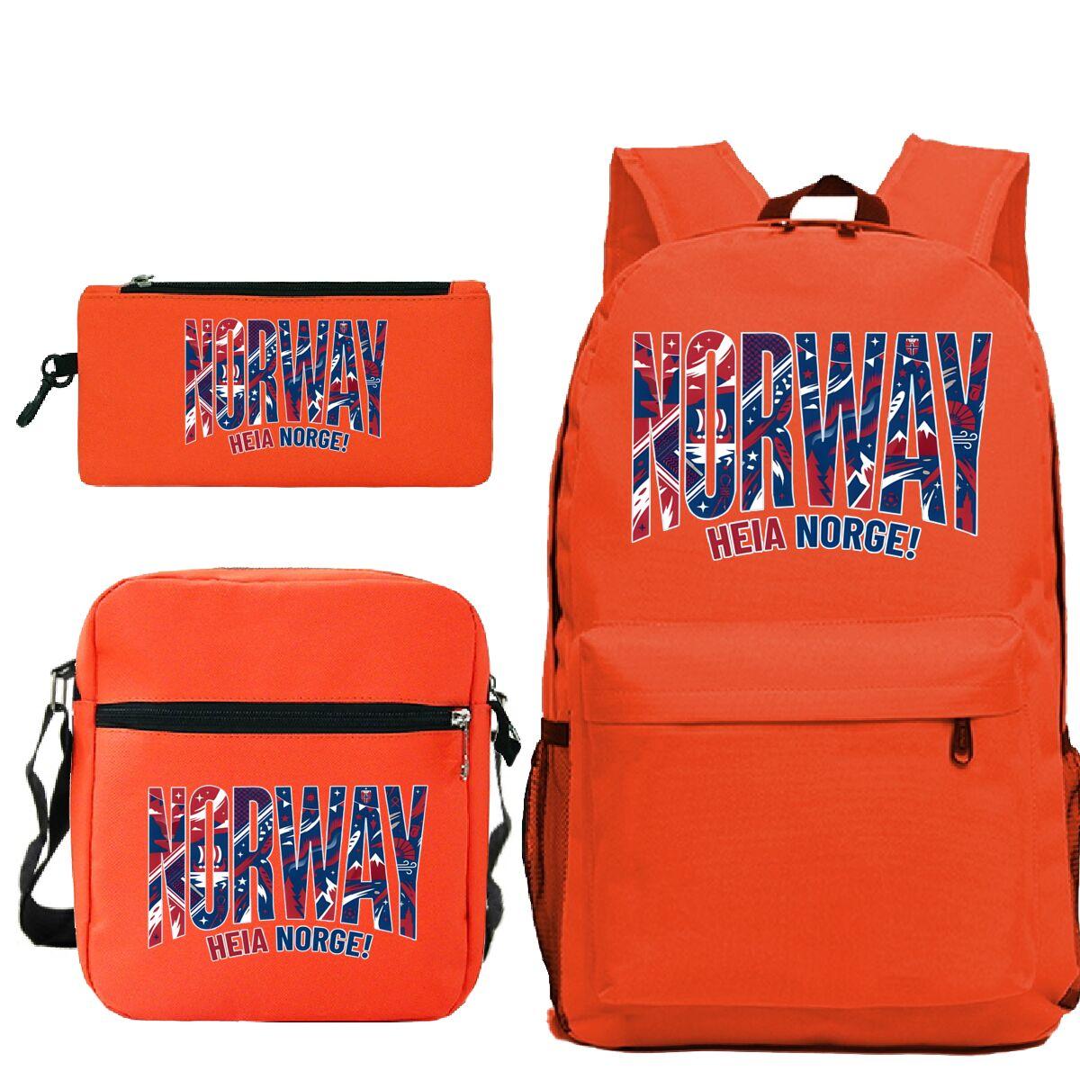 Casual Terug Naar School Cadeaus  Noorwegen Heia Norge  Print 3-in-1 Rugzak Schoudertas Etui Dames Heren Voetbal Liefhebber Rugzak