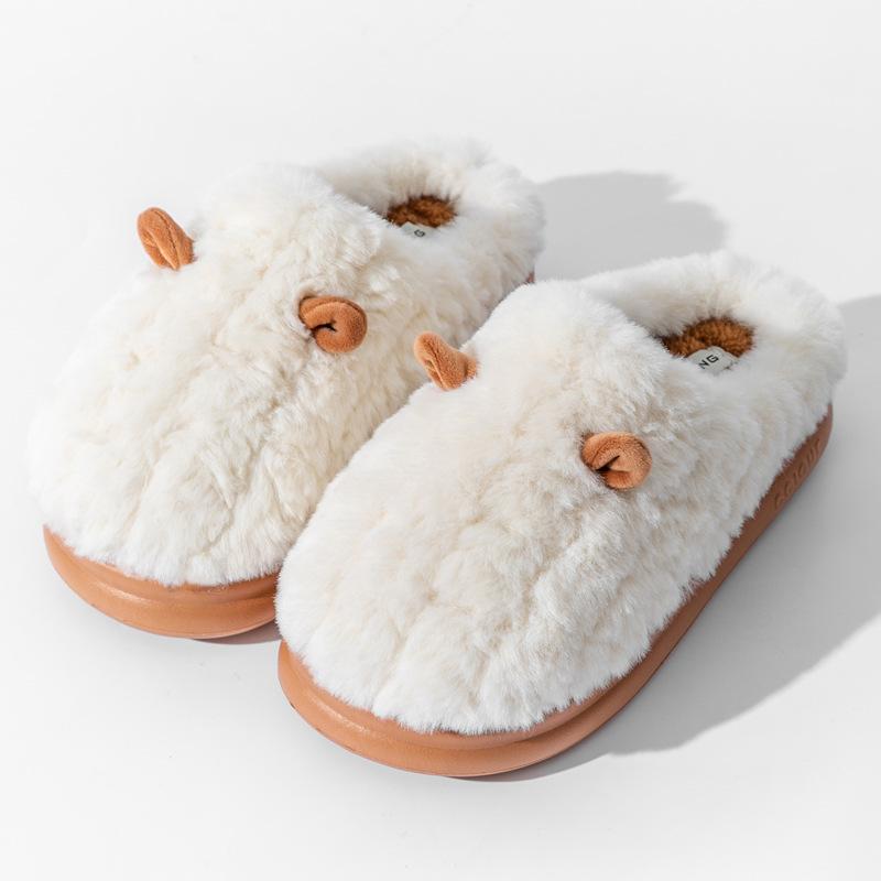 Cotton slippers women's new autumn and winter home indoor warm foot shoes platform couple men's velvet cotton slippers