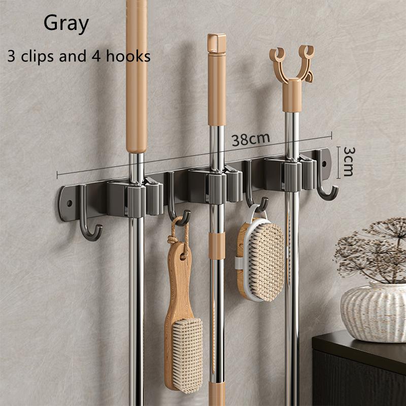 

Держатель для швабры из нержавеющей стали, настенный держатель для швабры для дома, гаража, ванной комнаты, нескользящий органайзер для швабры