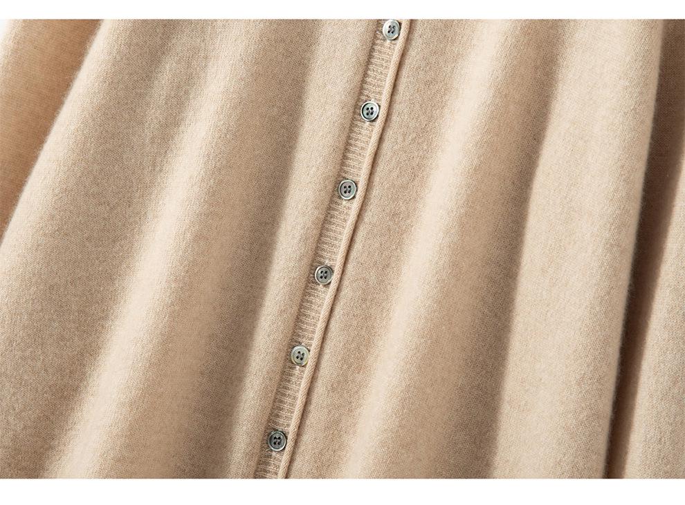 Design-Conscious Pure Cashmere Twelve-Stitch Roll-Edge Turtleneck Cardigan - Autumn/Winter Solid Color Loose Fit