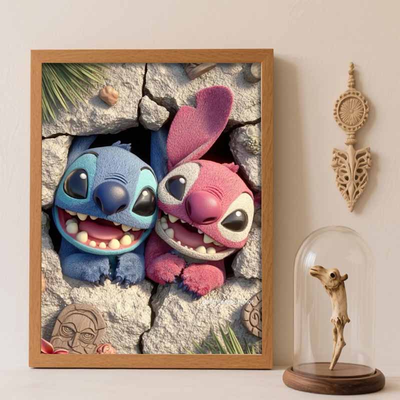 Disney Diamond Painting Kit Lilo and Stitch Couple Hand Embroidery 5D DIY Diamond Art Home Decor Creative Handicrafts Room Art Decor Round 20x30cm