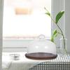 Elegant Design Wood Cake Plate With Dome For Home Users 20.30X20.30X15.50CM Food Protection 1Set