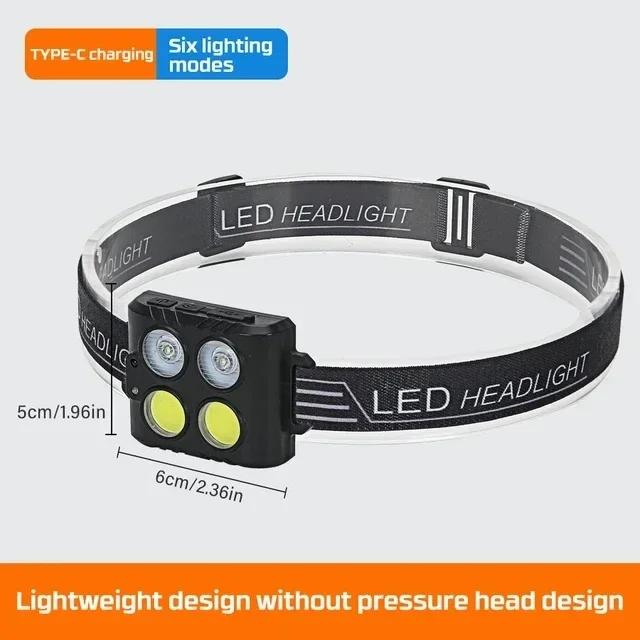 Strong Light Headlight Portable USB Rechargeable LED Sensing Headlamp XPE+COB Flashlight Super Bright Lamp Fishing Emergency