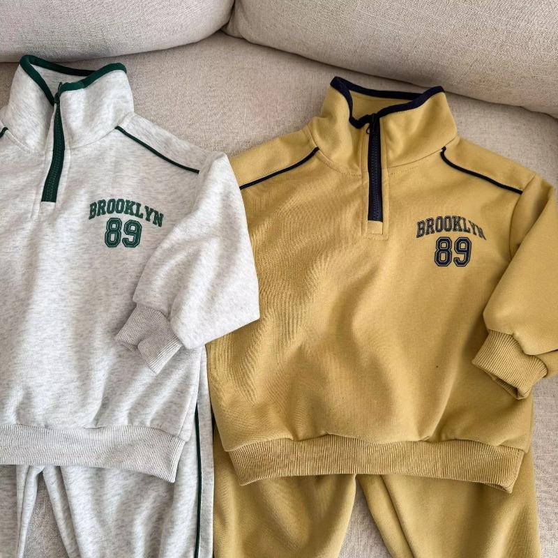 Spring Children Long Sleeve Clothes Set Boys Girls Letter Sweatshirt Sweat Pants Suit Kids Casual Outfits