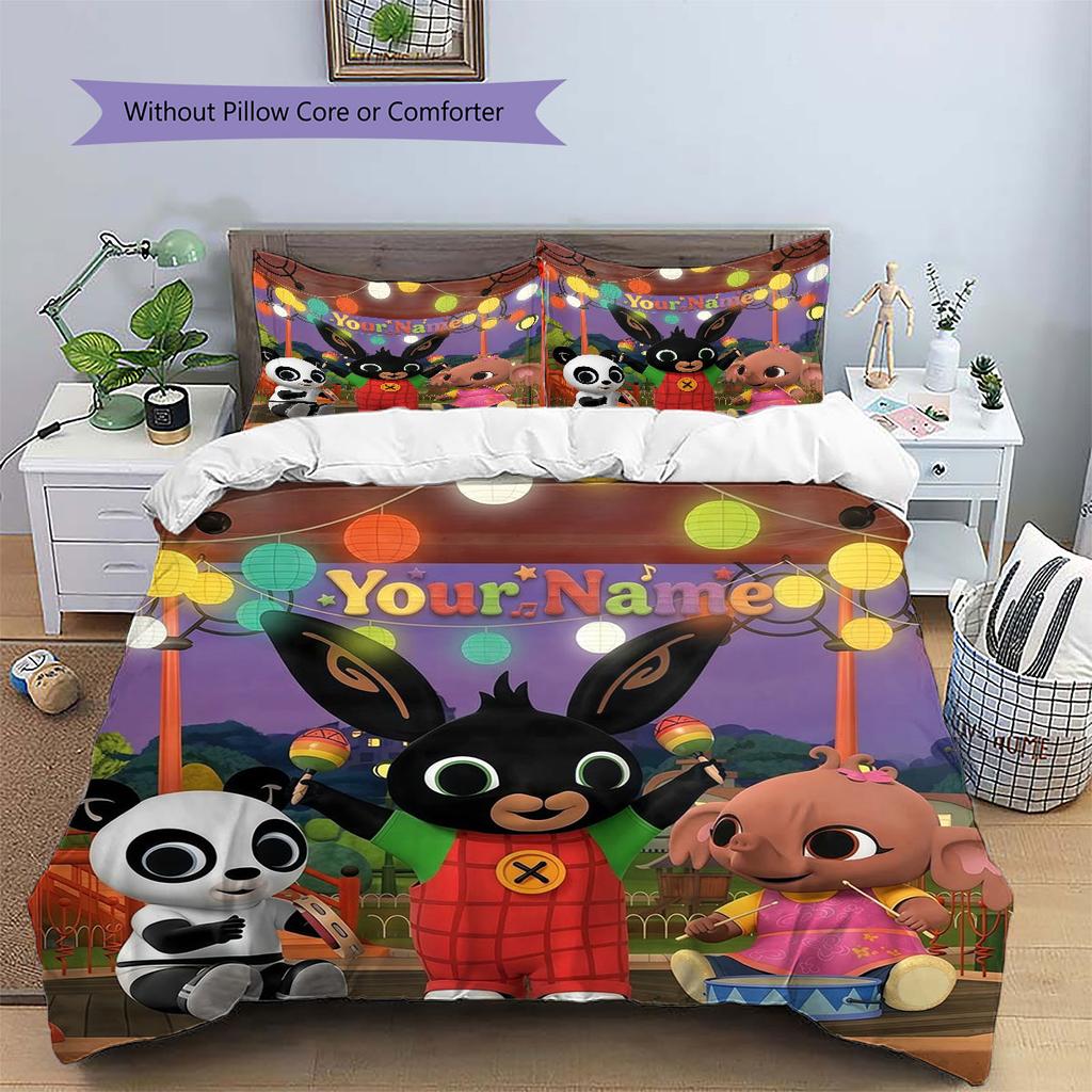 Bing Custom Name Pattern Bedding,Quilt Set Quilt Cover Pillowcase Home Birthday Gift(1 * duvet cover + 2 * pillowcase, without core)