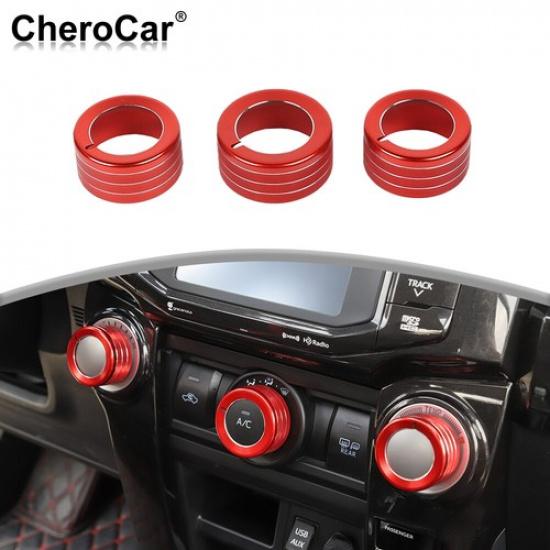 3X Air Condition Switch Button Knob Cover Trim Decoration for 4Runner 10-19 Red