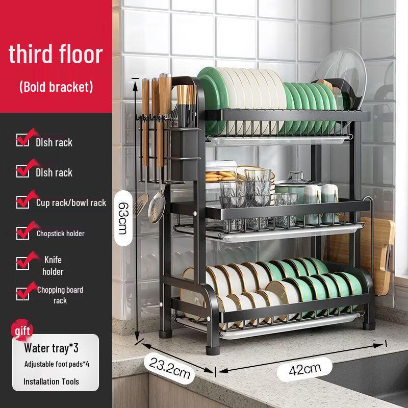 

Hanton Nordic Foldable 3-Tier Carbon Steel Dish Drying Rack Set