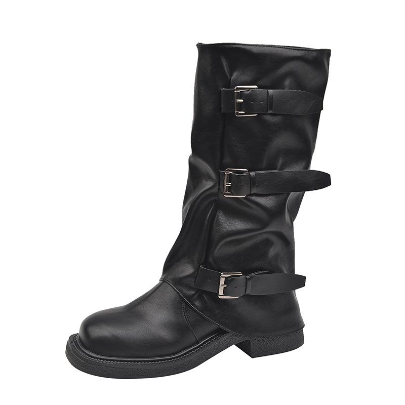 Women's Non-tired Feet Cowboy Martin Boots Comfortable Soft Elastic Trend of Non-slip Wear-resistant Chic Versatile Outstanding Height Increase Shoes