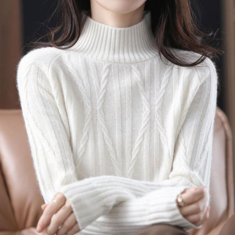 Solid Mock Neck Sweater for Women - Long Sleeve Fall & Winter Casual Sweater