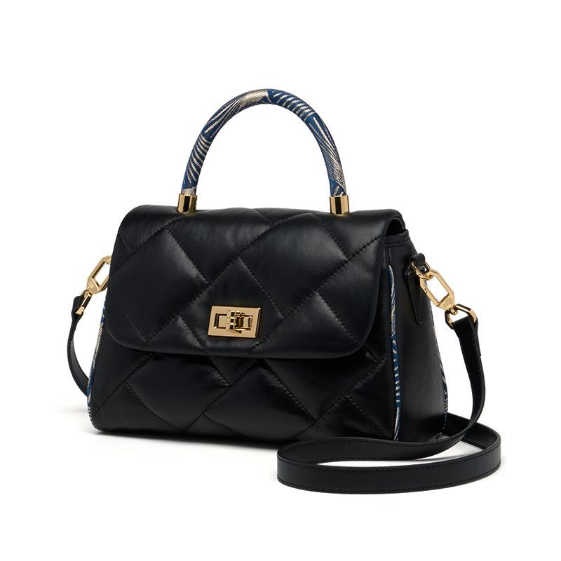 Кожаная женская сумка, Кожа высшего качества, Высококачественная, Легкая, Роскошная, Модная, Универсальная, Дамская сумочка, Сумка через плечо 24.5*10*17.5cm чёрный