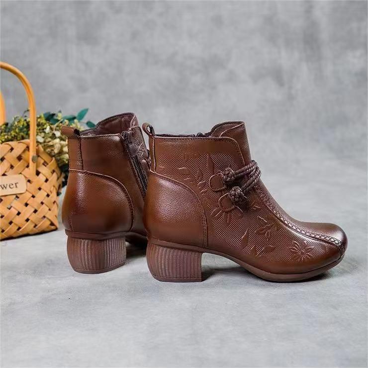 

Fashion short boots soft-soled mother shoes 2025 winter retro new ethnic fashion versatile Martin boots thick velvet warm 40