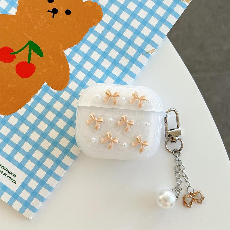 Pearl Bow Earphone Cover For Apple Airpods 4 Bluetooth Protective Case Airpods Pro Bow Pendant