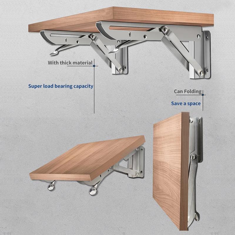 2pcs 8/10/12/14/16/18 Inch Folding Angle Bracket Triangle Shelf Heavy Support Adjustable Wall Mounted Bench