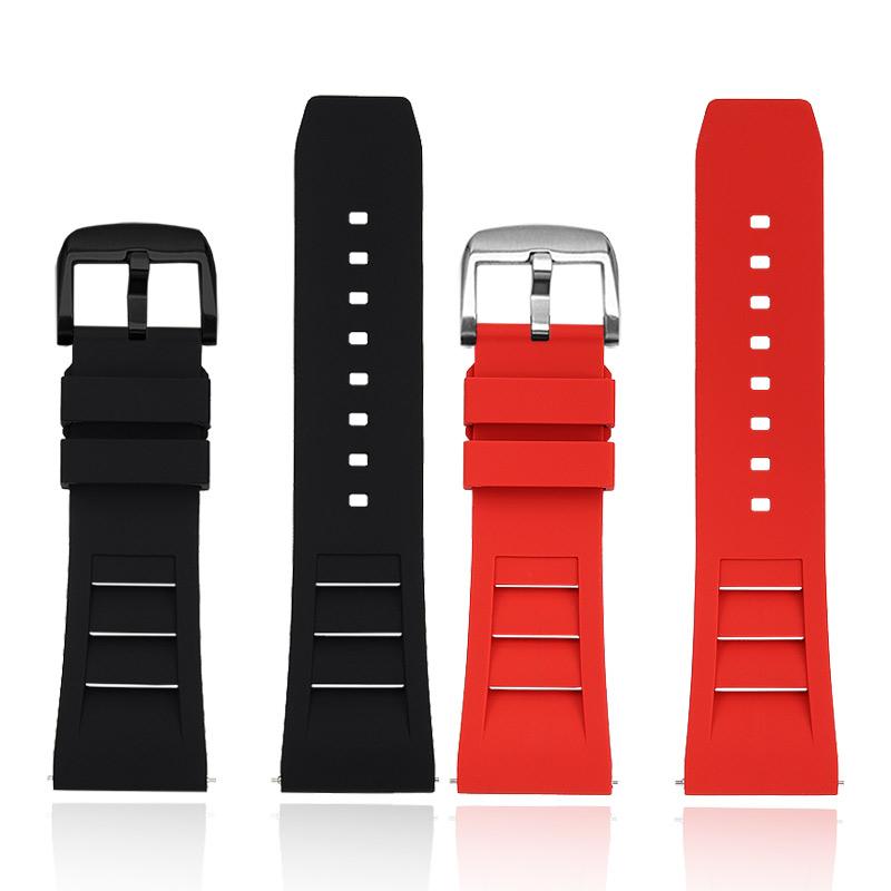 Rubber Wristband for GeYa Great Wall Wine Barrel Type Aerospace Joint G08253 G78135G Quick Release Rubber Watch Strap 26mm