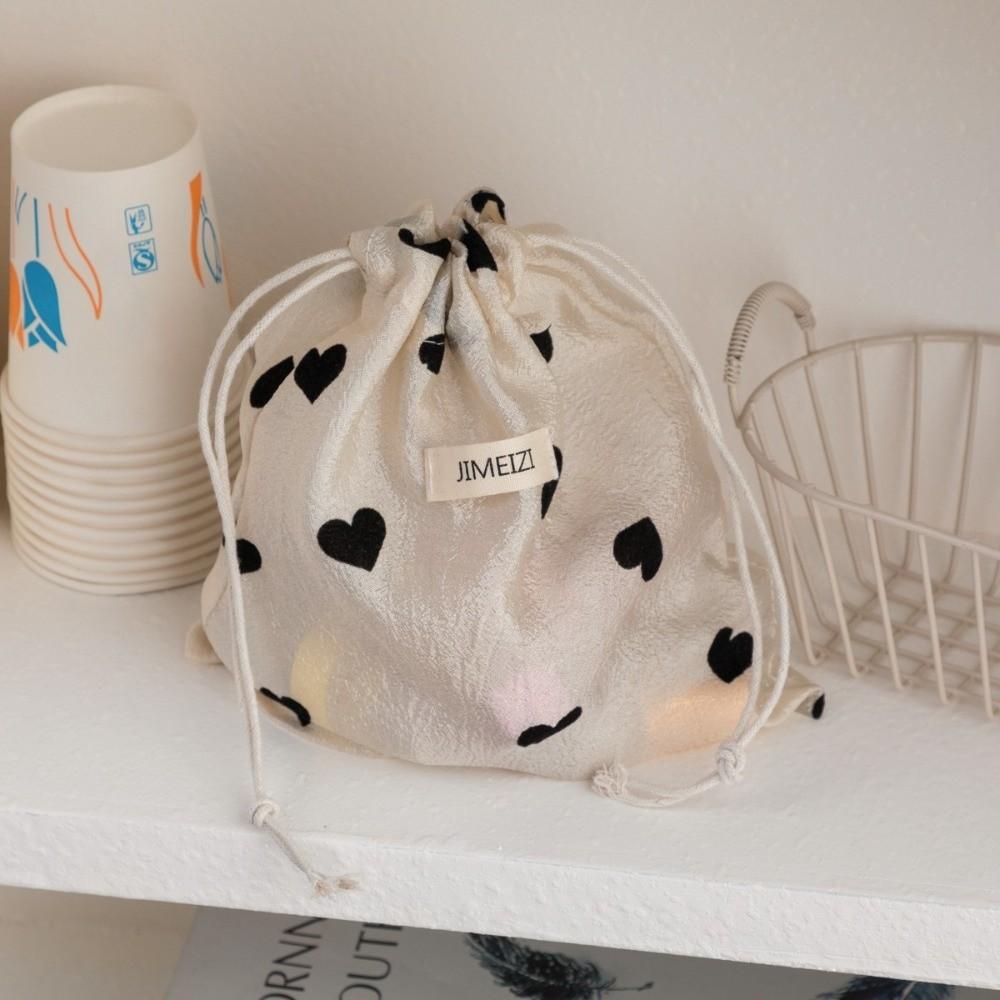 Cute Love Print Drawstring Bags Portable Handbag Storage Bag Cosmetic Bags Travel Storage
