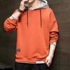 Men Hoodie Contrast Colors Drawstring Casual Long Sleeve Thick Loose Autumn Hoodie for Daily Wear