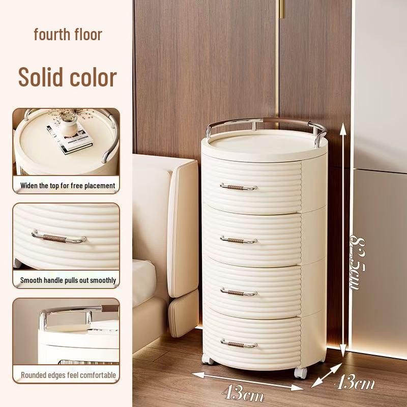 Round Storage Cabinet with Shelves and Drawers