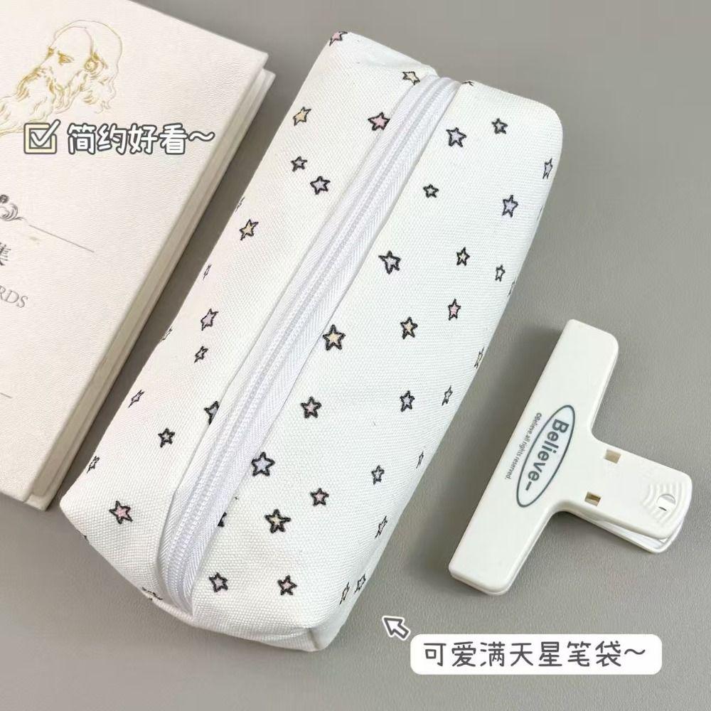 Cute Starry Sky/Wave Pen Bag Large Capacity Multifunctional Stationery Bag Storage Bag for School Office