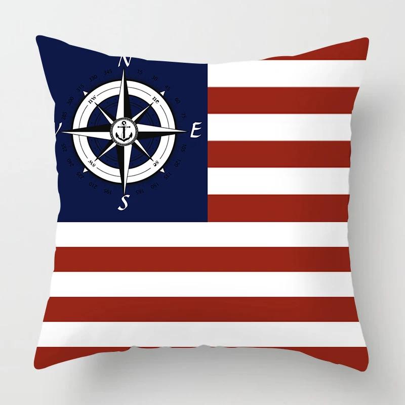 

Nordic Dark Blue Nautical Collection Pillowcase Home Decor Sofa Decoration Cushion Cover 16x16Inch