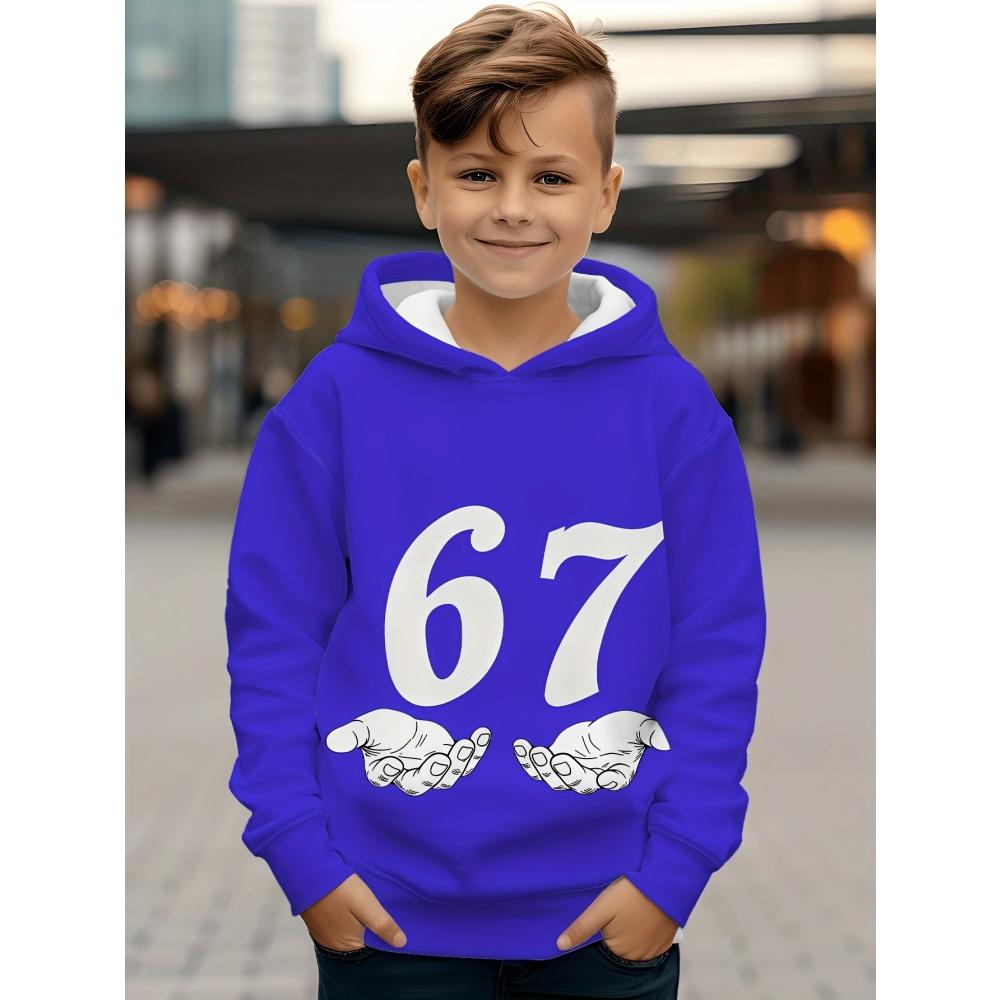 Spring Autumn Men's Clothing Funny Number 67 Creative Print Hooded Sweatshirt Casual Sports Long Sleeve Plus Size Women Hoodie Tops