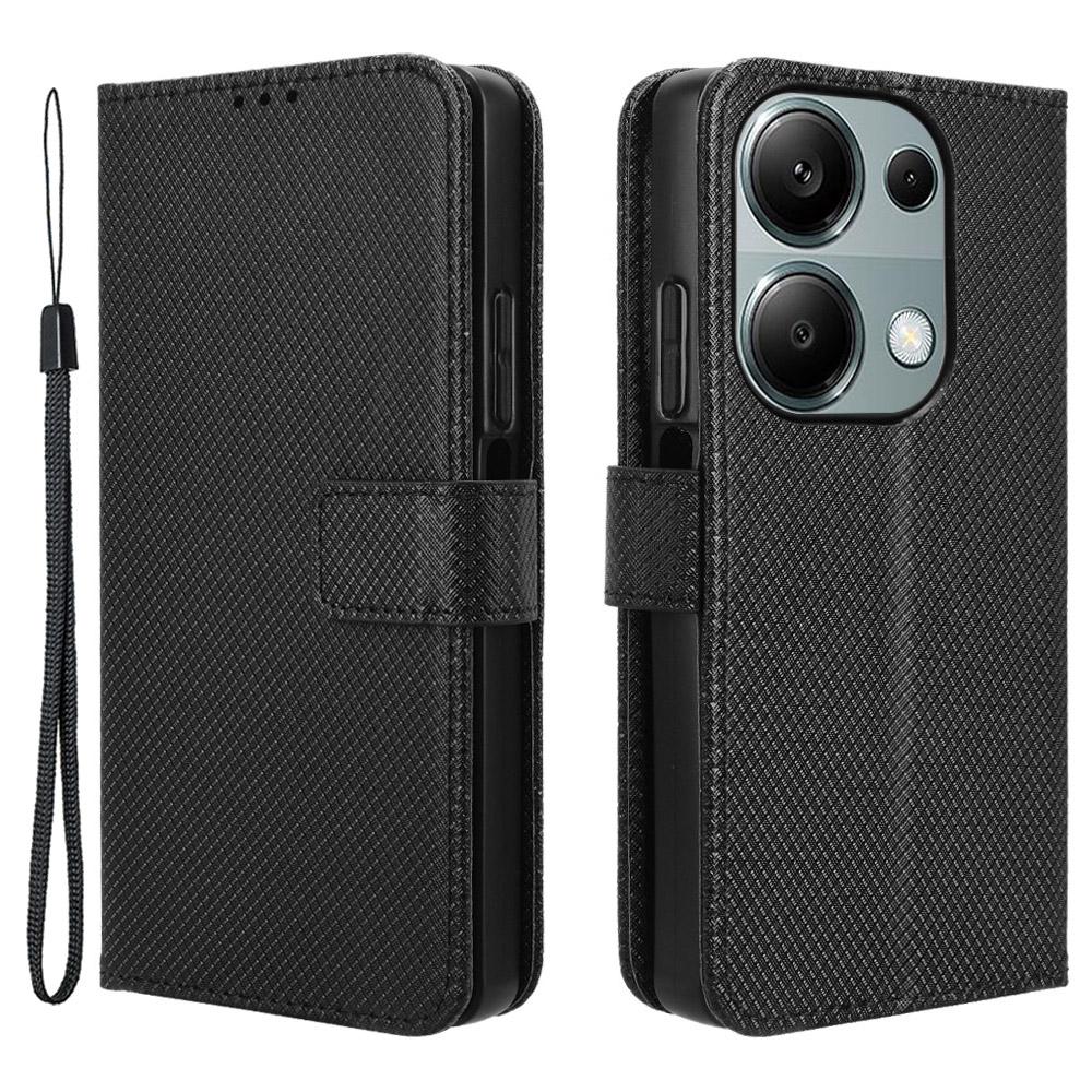 

Для Xiaomi Redmi Note 13 Pro 4G/Poco M6 Pro 4G/Note 14S 4G Кожаный чехол Алмазная текстура Флип Защитная крышка для телефона A