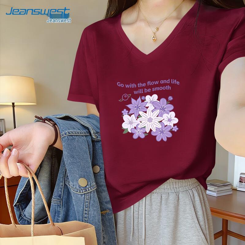 

Женская футболка с V-образным вырезом и коротким рукавом Jeanswest XL