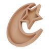 Eid Wooden Dessert Tray Cute Shape Multifunctional Ramadan Wood Moon Tray for Home Ramadan Party