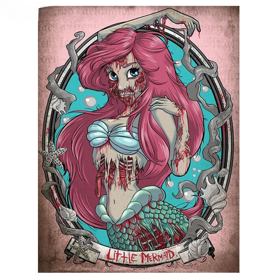 

DIY алмазная живопись Русалка ужас девушка полный квадратный круглый алмаз вышивка 5D вышивка крестиком украшение дома