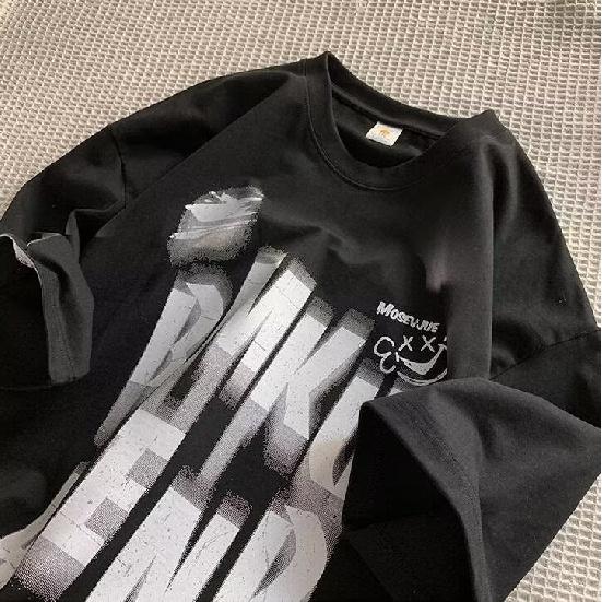 Men Short Sleeve T-Shirts Letter Graphic Print Fashion Brand Tees for Men Men Clothing Casual Tee Man Summer Korean Retro Tops For