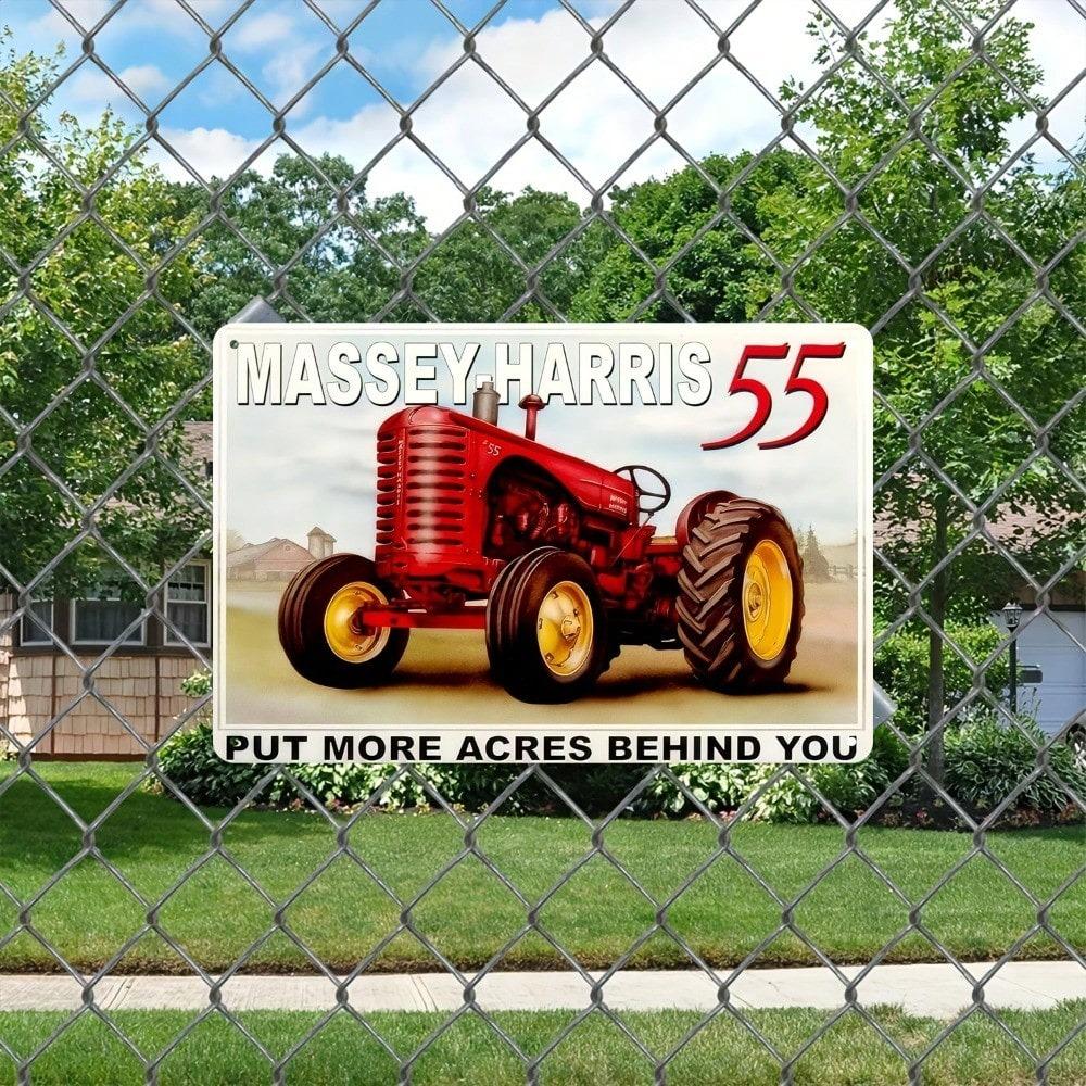 Vintage Massey Harris Tractor Metal Tin Sign Farmhouse Rustic Wall Art Garage Man Cave Bar Decor