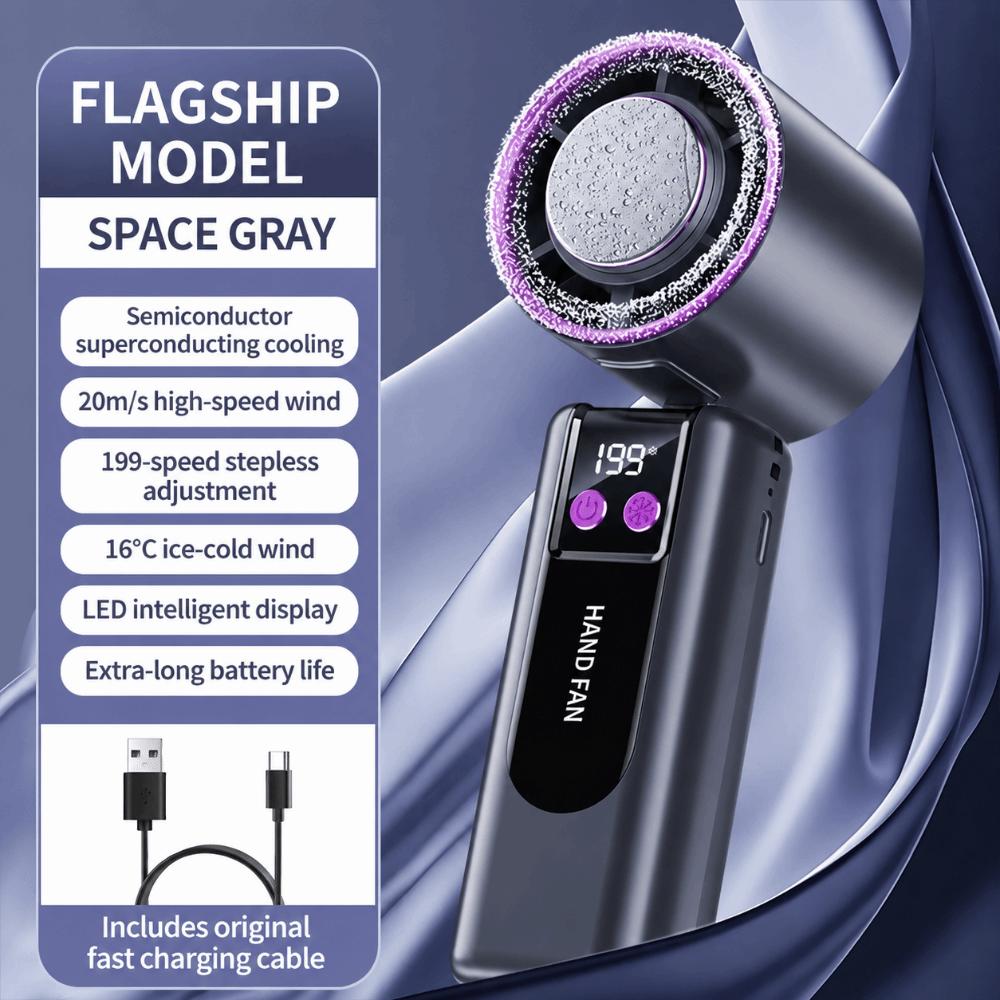 199-speed High-speed Handheld Fan Digital Display Air Conditioner Fan New Portable Fan  Outdoor