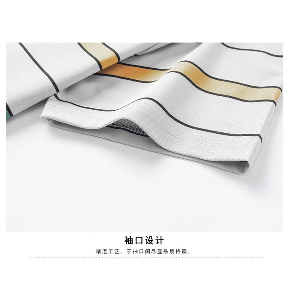 Short Sleeved Men's Polo Shirt Summer New Business Casual Striped Thin Ice Silk T-shirt Base Shirt