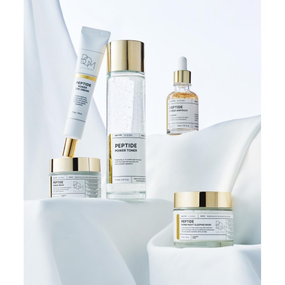 B.o.m Peptide Power Skin Care 5 Piece Set  Toner   Ampoule   Cream   Eye Cream   Sleeping Mask 
