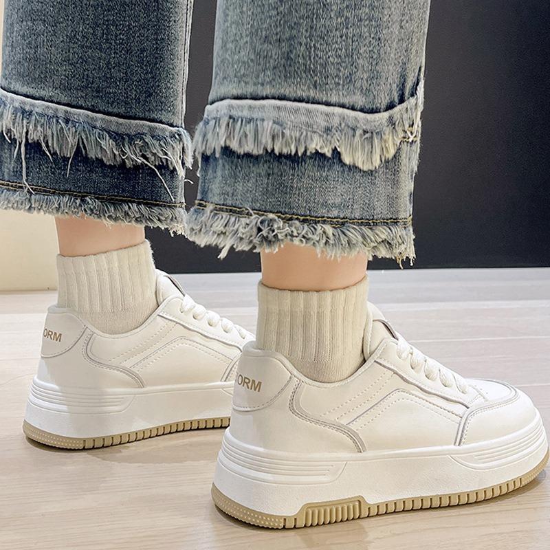 Leather Platform White Shoes Women's Shoes Early Spring New Heightening Board Shoes Children's Casual Shoes Women's Sports Shoes