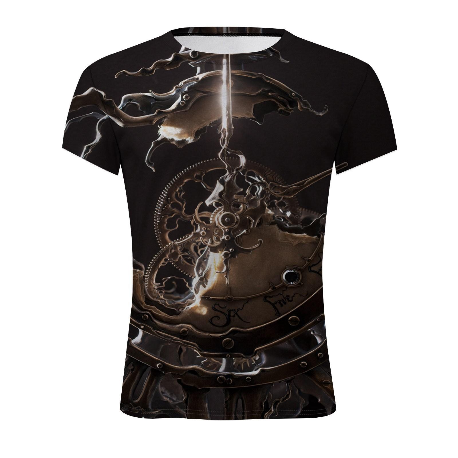 

Летняя европейская и американская 3D-цифровая печать с механическими элементами, мужская модная 3D-футболка с короткими рукавами XXXL