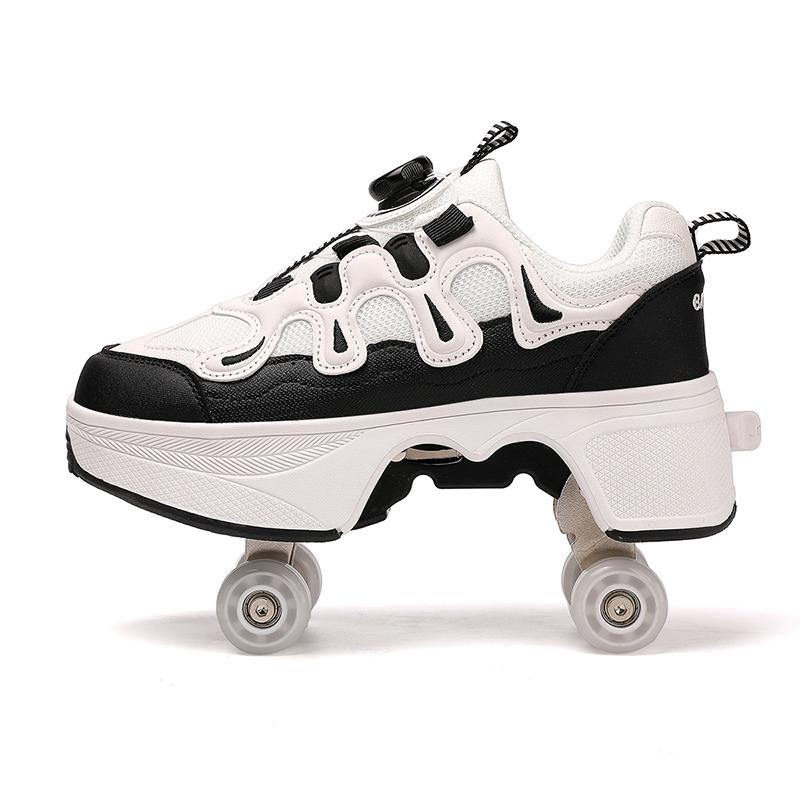 Children/Teenagers /Boys/Girls Shapeshifting Shoes Four-wheel Dual-use Roller Skates Double Row Walking Shoes Roller Skates