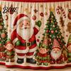 Elastic Edge Table Skirt Christmas Skirt Santa Claus Elk Prints Edge Dining Decor Xmas Party Decorations Elf Tree Festive for Home Holiday