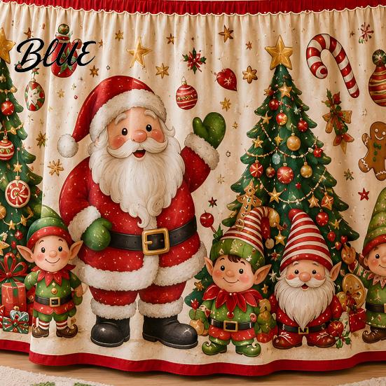 Elastic Edge Table Skirt Christmas Skirt Santa Claus Elk Prints Edge Dining Decor Xmas Party Decorations Elf Tree Festive for Home Holiday