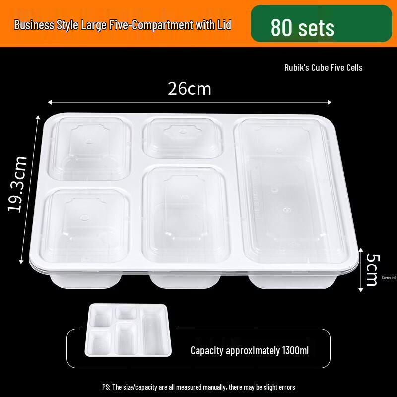 Disposable 5-Compartment Meal Prep Container