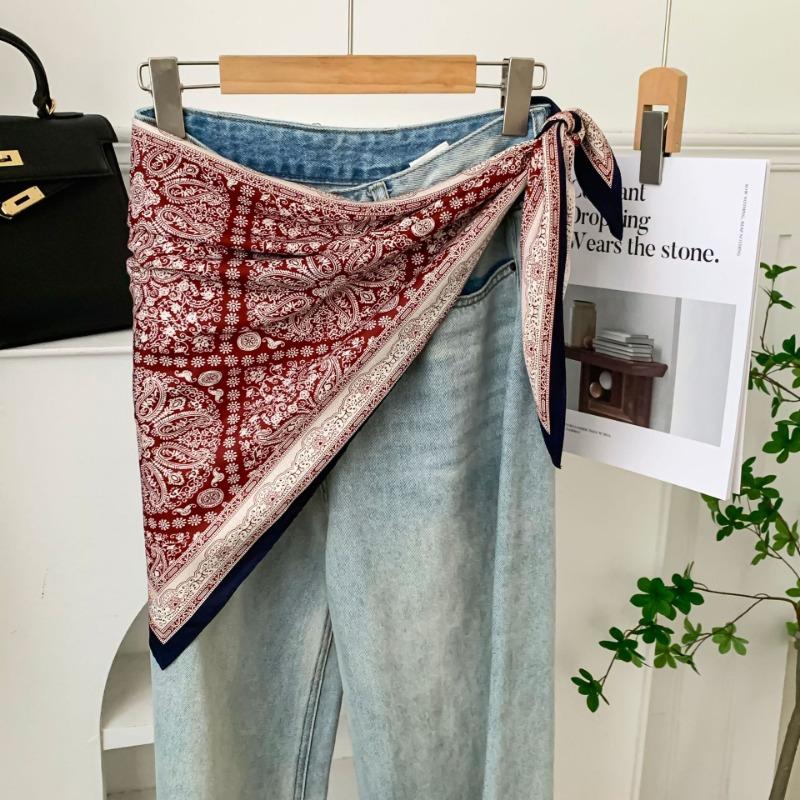 Cashew flower silk scarf new trend bag headscarf headband neck protector scarf scarf small shawl triangle scarf fart curtain