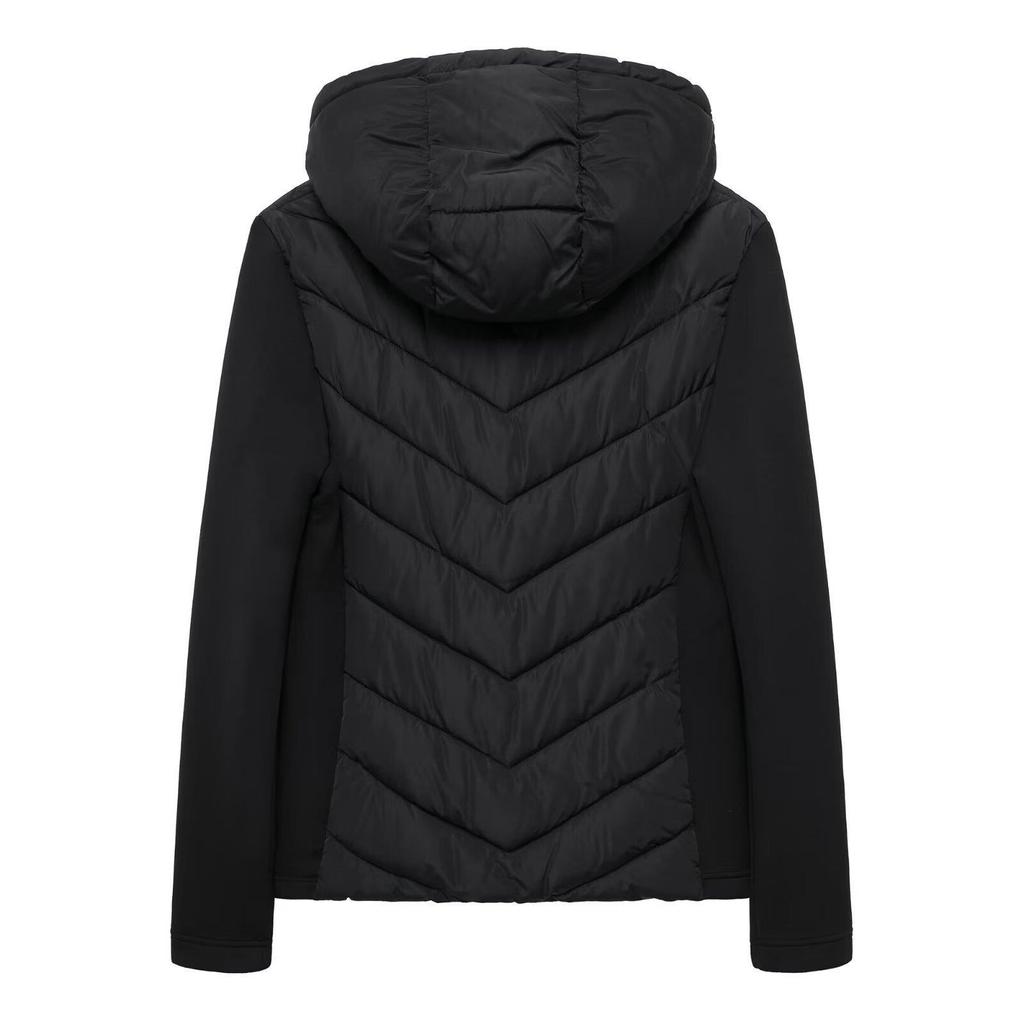 Chaquetas con Capucha de Algodón de Aire Patchwork Elegantes para Mujer Otoño Invierno Parkas Deportivas Abrigos Cálidos de Corte Ajustado para Dama