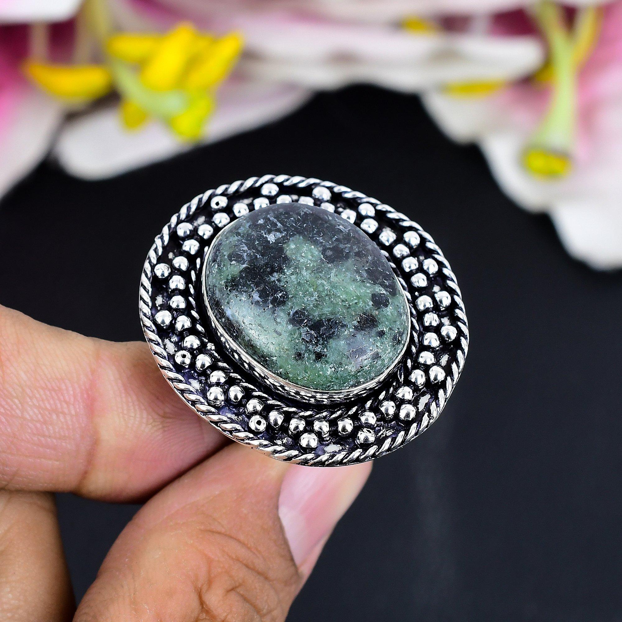 

Ruby Zosite Gemstone Handmade 925 Sterling Silver Jewelry Ring Size 8 KG-1667