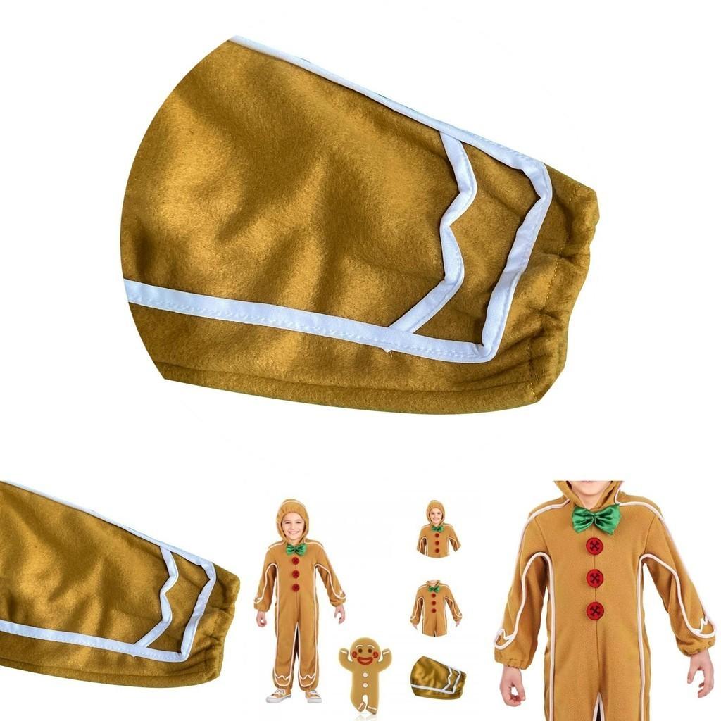 Adorable Christmas Gingerbread Man Kids Costume Cosplay Bodysuit