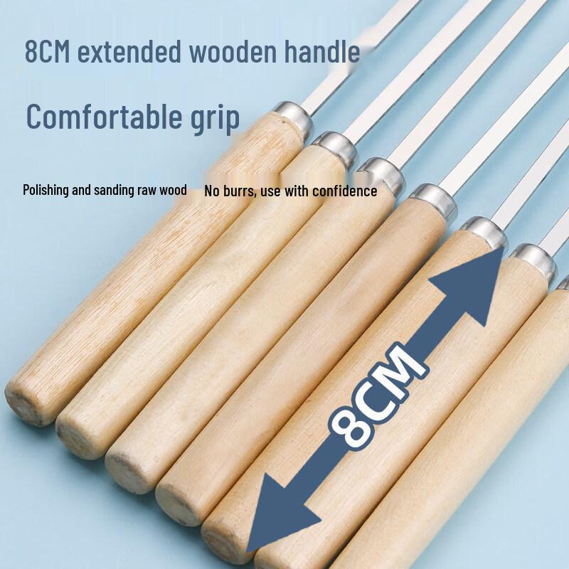 ZISIZ 304 Stainless Steel BBQ Skewers with Wooden Handles
