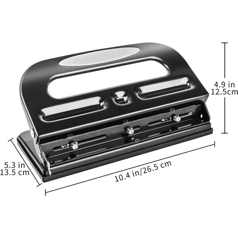 Fresh Hole Puncher For Loose-Leaf Paper, Adjustable 3-Hole Punch For Document Paper, 30 Sheet Capacity, 3-Hole Punch, Adjustable