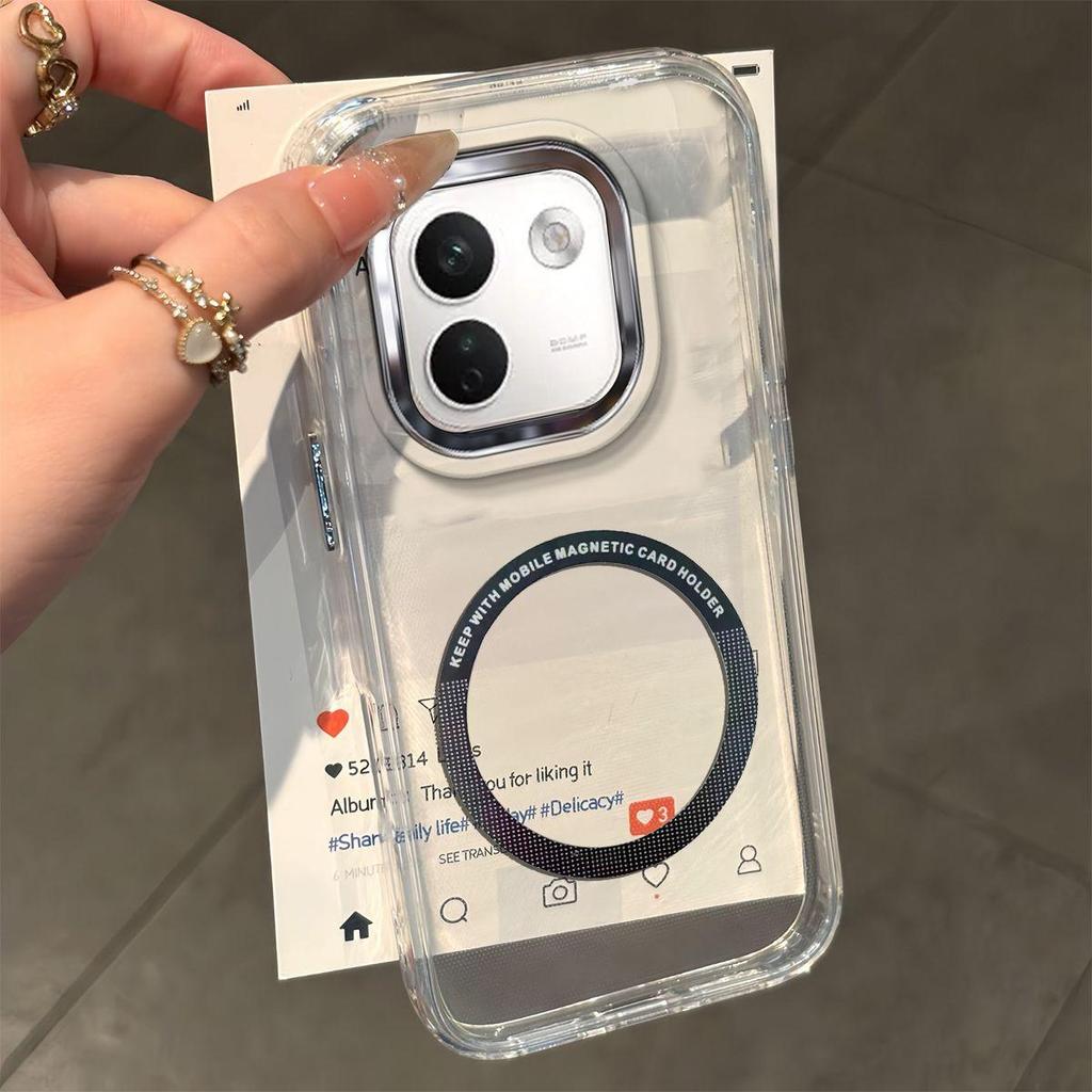 Magnetic Clear Phone Case for Xiaomi Redmi Note 17 Pro Max 5G Card Insert DIY Photo Holder Soft TPU Cover
