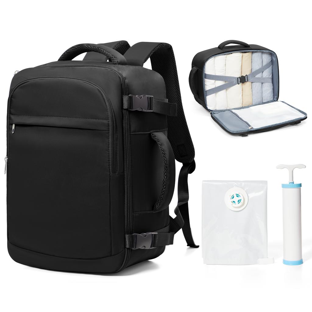 Cabin Bag Underseat Travel Backpack, Women Mens Outdoor Backpack with Vacuum Bags Pump Carry-on Backpack, Cabin Luggage 40x30x20