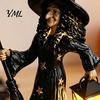 Witch Decoration Lamp 2Pcs Halloween Night Lamp, Holding Lantern Figurine with Resin Statue LED, Glowing for Tabletop Decor Home